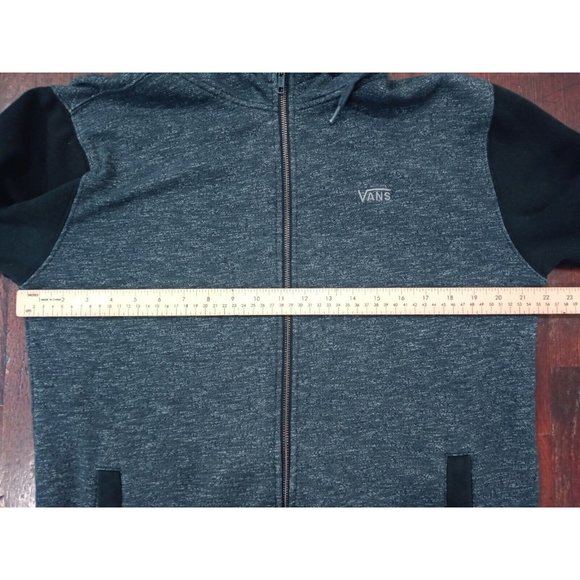 Vans Men’s Full Zip Hoodie Embroidered Logo Black Heather Off The Wall Small - Picture 11 of 12